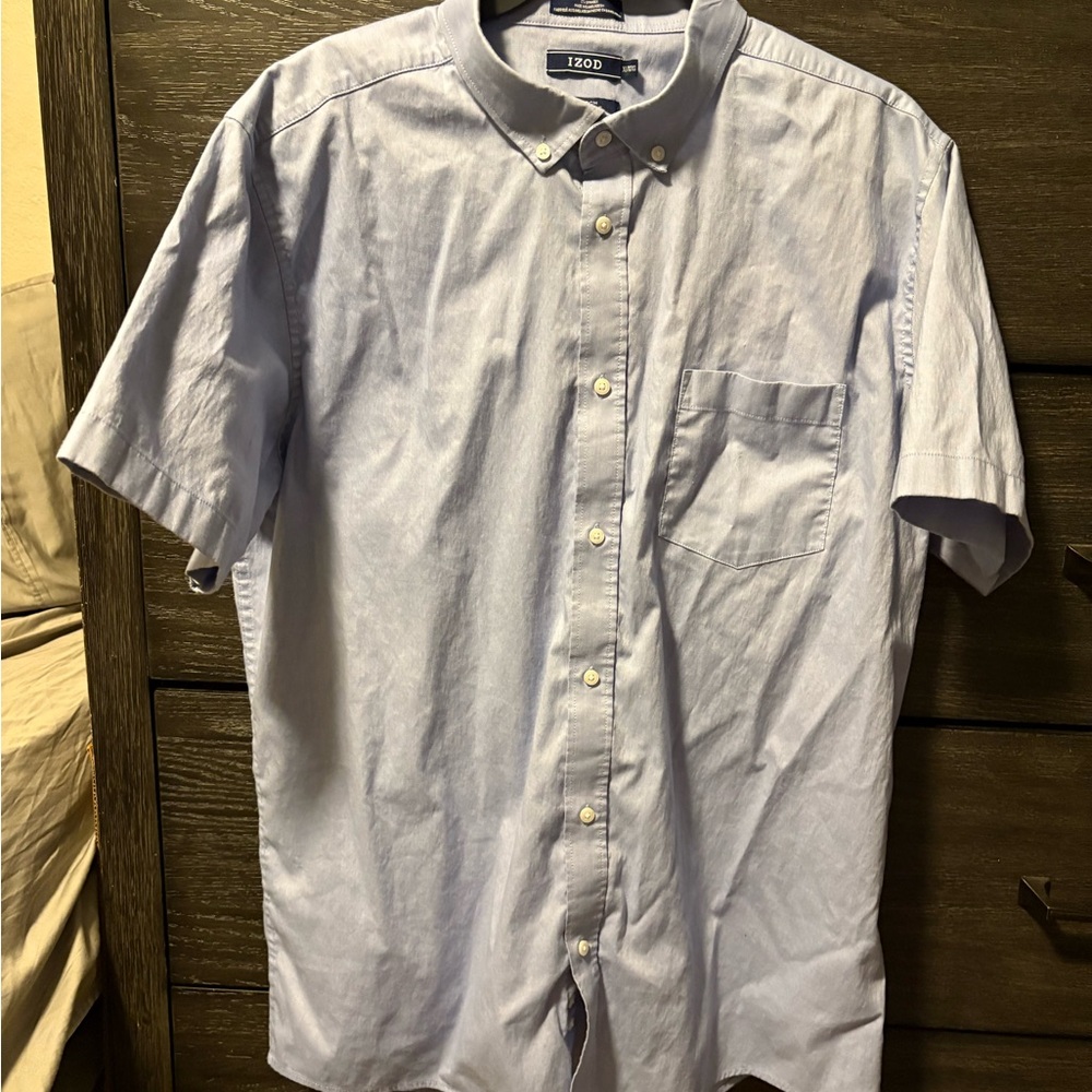Izod Men's Sky Blue Casual Button Down Shirt